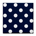 Polka Dots - White on Oxford Blue Tile Coaster