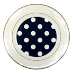 Polka Dots - White on Oxford Blue Porcelain Plate