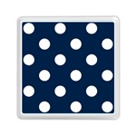 Polka Dots - White on Oxford Blue Memory Card Reader with Storage (Square)