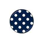 Polka Dots - White on Oxford Blue Hat Clip Ball Marker (10 pack)
