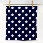 Polka Dots - White on Oxford Blue Face Towel