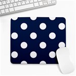 Polka Dots - White on Oxford Blue Large Mousepad