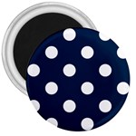 Polka Dots - White on Oxford Blue 3  Magnet