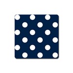 Polka Dots - White on Oxford Blue Magnet (Square)