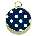 Polka Dots - White on Oxford Blue Gold Compass