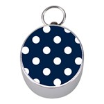 Polka Dots - White on Oxford Blue Silver Compass (Mini)