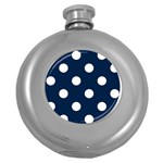 Polka Dots - White on Oxford Blue Hip Flask (5 oz)