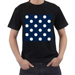 Polka Dots - White on Oxford Blue Men s T-Shirt (Black)