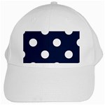 Polka Dots - White on Oxford Blue White Cap