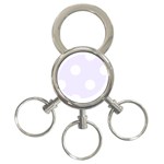 Polka Dots - White on Pastel Violet 3-Ring Key Chain
