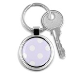 Polka Dots - White on Pastel Violet Key Chain (Round)