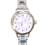 Polka Dots - White on Pastel Violet Round Italian Charm Watch