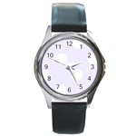 Polka Dots - White on Pastel Violet Round Metal Watch