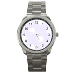Polka Dots - White on Pastel Violet Sport Metal Watch