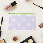 Polka Dots - White on Pastel Violet Canvas Cosmetic Bag (XS)