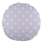 Polka Dots - White on Pastel Violet Large 18  Premium Flano Round Cushion