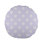 Polka Dots - White on Pastel Violet Standard 15  Premium Round Cushion