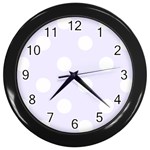 Polka Dots - White on Pastel Violet Wall Clock (Black)