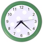 Polka Dots - White on Pastel Violet Color Wall Clock