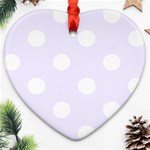 Polka Dots - White on Pastel Violet Heart Ornament (Two Sides)