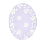 Polka Dots - White on Pastel Violet Oval Filigree Ornament (Two Sides)