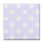 Polka Dots - White on Pastel Violet Tile Coaster