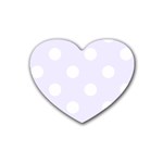 Polka Dots - White on Pastel Violet Heart Coaster (4 pack)