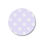 Polka Dots - White on Pastel Violet Rubber Coaster (Round)