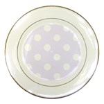Polka Dots - White on Pastel Violet Porcelain Plate