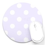 Polka Dots - White on Pastel Violet Round Mousepad