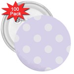 Polka Dots - White on Pastel Violet 3  Button (100 pack)