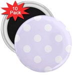 Polka Dots - White on Pastel Violet 3  Magnet (10 pack)