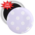 Polka Dots - White on Pastel Violet 3  Magnet (100 pack)