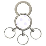 Polka Dots - Pastel Violet on White 3-Ring Key Chain