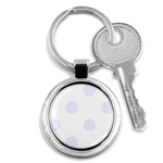 Polka Dots - Pastel Violet on White Key Chain (Round)