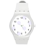 Polka Dots - Pastel Violet on White Round Plastic Sport Watch (M)
