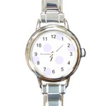 Polka Dots - Pastel Violet on White Round Italian Charm Watch