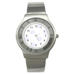 Polka Dots - Pastel Violet on White Stainless Steel Watch