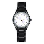 Polka Dots - Pastel Violet on White Stainless Steel Round Watch