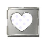 Polka Dots - Pastel Violet on White Mega Link Heart Italian Charm (18mm)
