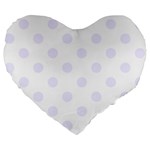 Polka Dots - Pastel Violet on White Large 19  Premium Flano Heart Shape Cushion