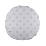 Polka Dots - Pastel Violet on White Standard 15  Premium Flano Round Cushion