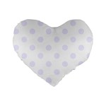 Polka Dots - Pastel Violet on White Standard 16  Premium Flano Heart Shape Cushion