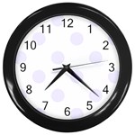 Polka Dots - Pastel Violet on White Wall Clock (Black)