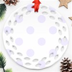 Polka Dots - Pastel Violet on White Ornament (Round Filigree)