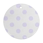 Polka Dots - Pastel Violet on White Round Ornament (Two Sides)