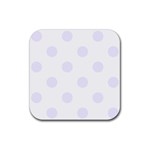 Polka Dots - Pastel Violet on White Rubber Coaster (Square)