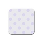 Polka Dots - Pastel Violet on White Rubber Square Coaster (4 pack)