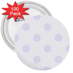 Polka Dots - Pastel Violet on White 3  Button (100 pack)