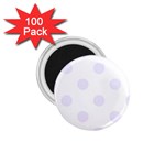 Polka Dots - Pastel Violet on White 1.75  Magnet (100 pack)